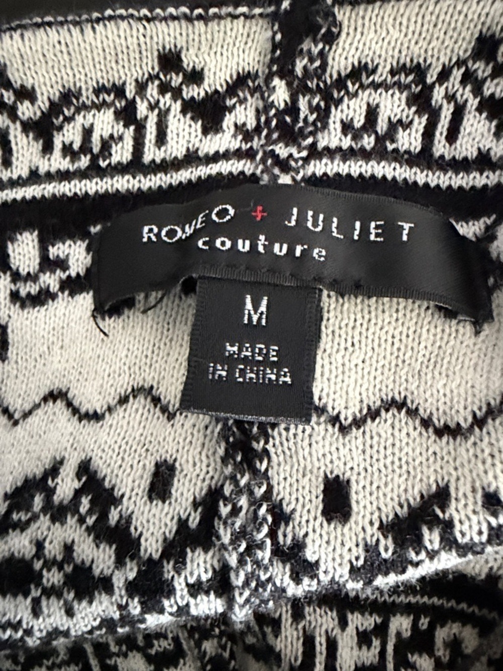 Romeo & Juliet Couture Black Cream Geometric Shawl Cardigan Open Front Medium - Picture 9 of 9